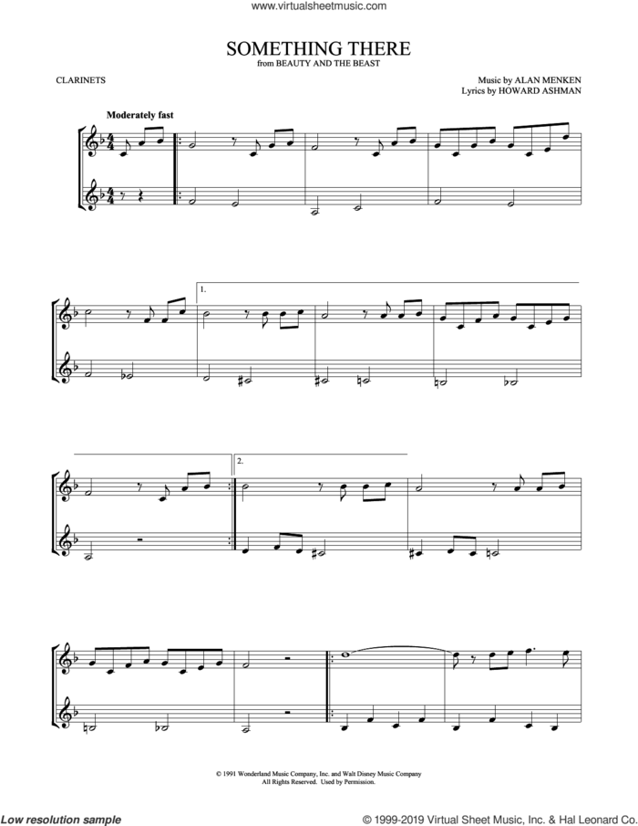 Something There (from Beauty and the Beast) (arr. Mark Phillips) sheet music for two clarinets (duets) by Beauty and the Beast Cast, Mark Phillips, Alan Menken, Alan Menken & Howard Ashman and Howard Ashman, intermediate skill level