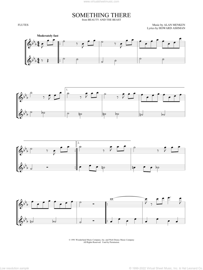 Something There (from Beauty and the Beast) (arr. Mark Phillips) sheet music for two flutes (duets) by Beauty and the Beast Cast, Mark Phillips, Alan Menken, Alan Menken & Howard Ashman and Howard Ashman, intermediate skill level