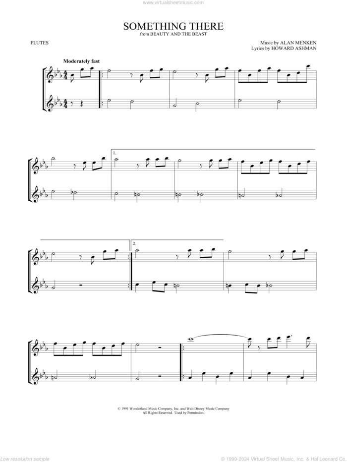 Something There (from Beauty and the Beast) (arr. Mark Phillips) sheet music for two flutes (duets) by Beauty and the Beast Cast, Mark Phillips, Alan Menken, Alan Menken & Howard Ashman and Howard Ashman, intermediate skill level