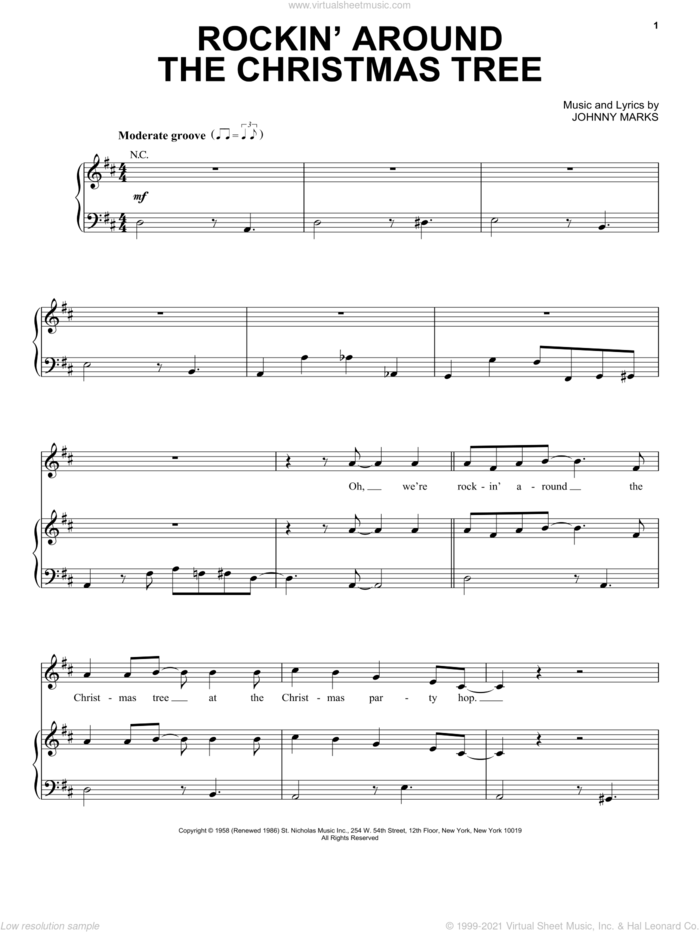 Rockin' Around The Christmas Tree sheet music for voice, piano or guitar by Pentatonix and Johnny Marks, intermediate skill level