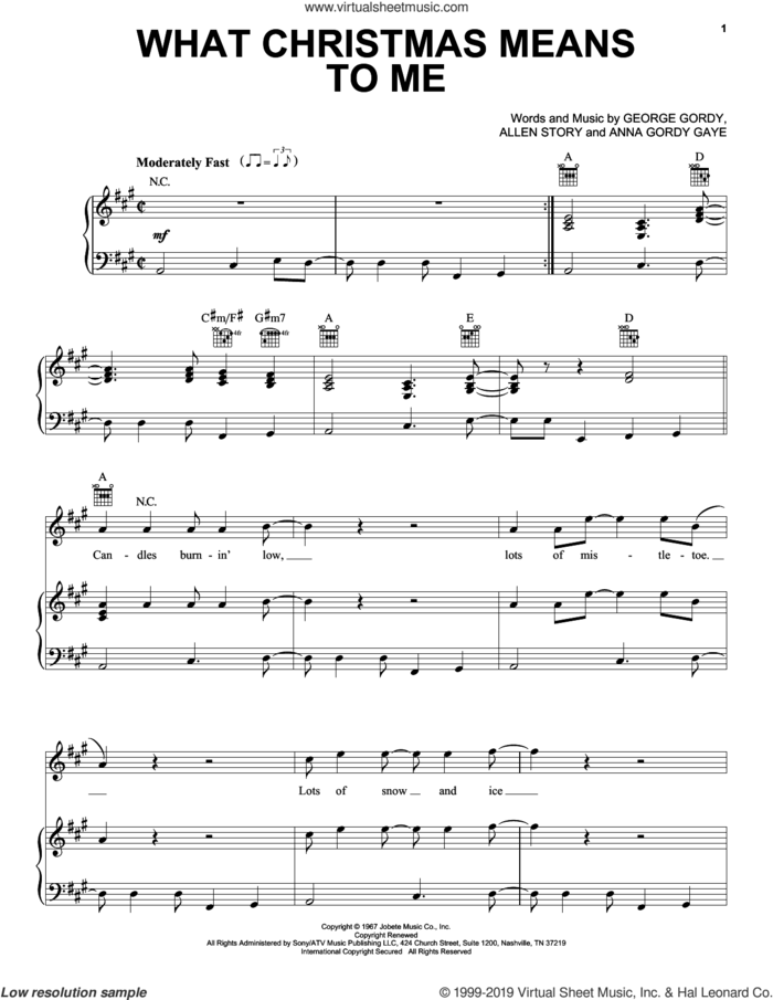 What Christmas Means To Me sheet music for voice, piano or guitar by Pentatonix, Allen Story, Anna Gordy Gaye and George Gordy, intermediate skill level