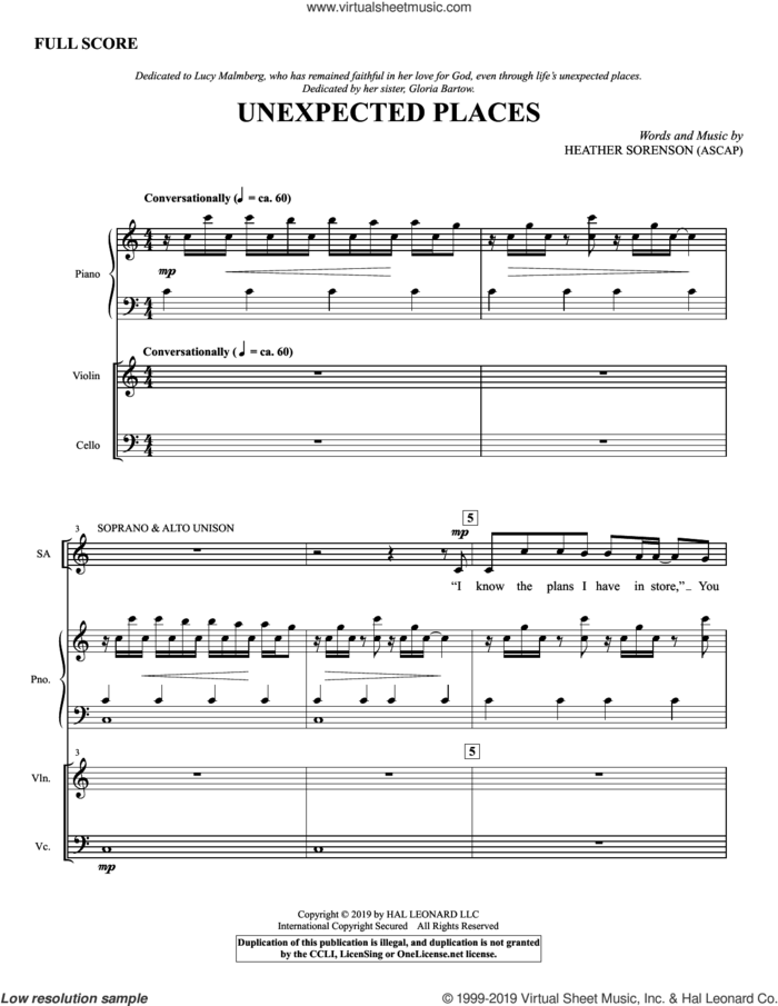 Unexpected Places (COMPLETE) sheet music for orchestra/band by Heather Sorenson, intermediate skill level