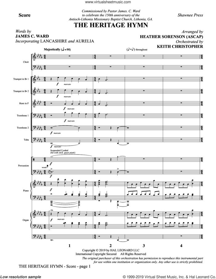 The Heritage Hymn (arr. Heather Sorenson) (COMPLETE) sheet music for orchestra/band by James C. Ward and Heather Sorenson, intermediate skill level
