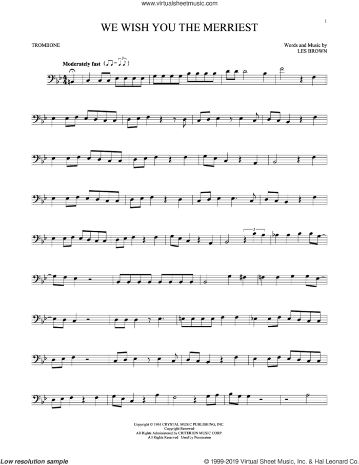 We Wish You The Merriest sheet music for trombone solo by Frank Sinatra and Les Brown, intermediate skill level