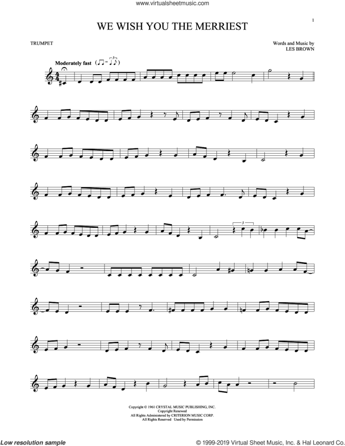 We Wish You The Merriest sheet music for trumpet solo by Frank Sinatra and Les Brown, intermediate skill level