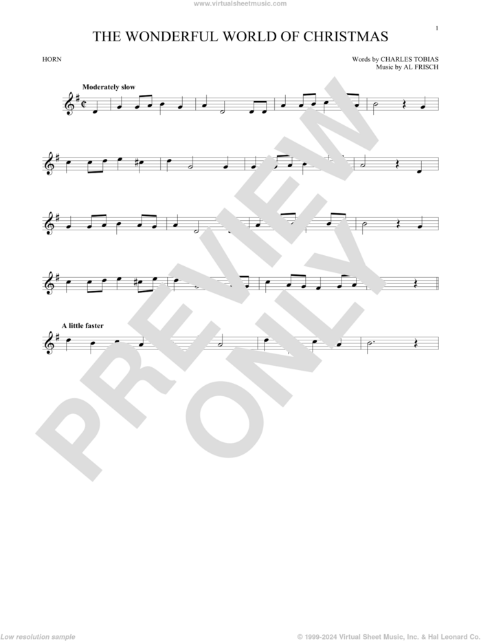 The Wonderful World Of Christmas sheet music for horn solo by Elvis Presley, Al Frisch and Charles Tobias, intermediate skill level