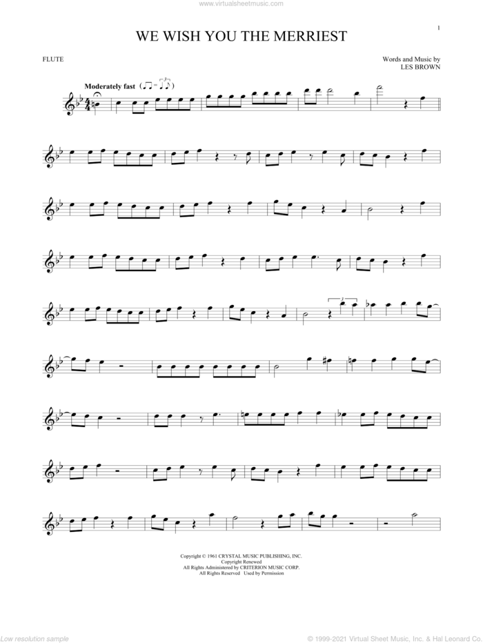 We Wish You The Merriest sheet music for flute solo by Frank Sinatra and Les Brown, intermediate skill level