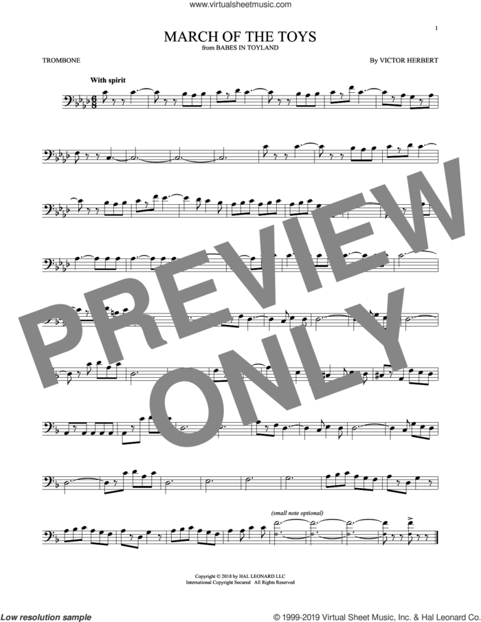 March Of The Toys (from Babes In Toyland) sheet music for trombone solo by Victor Herbert, intermediate skill level