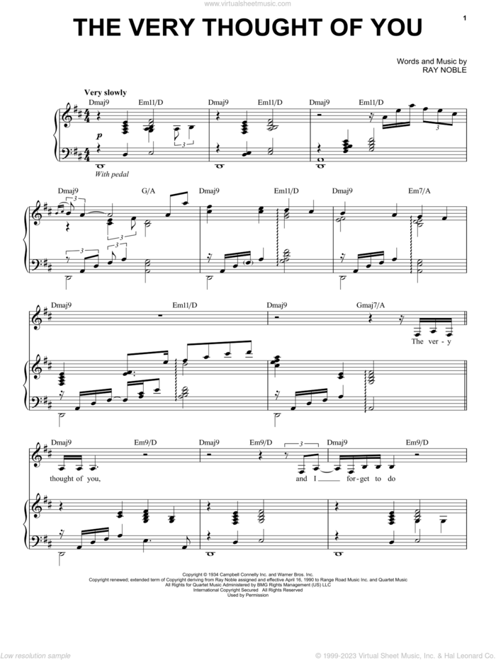 The Very Thought Of You sheet music for voice, piano or guitar by Jon Batiste and Ray Noble, intermediate skill level