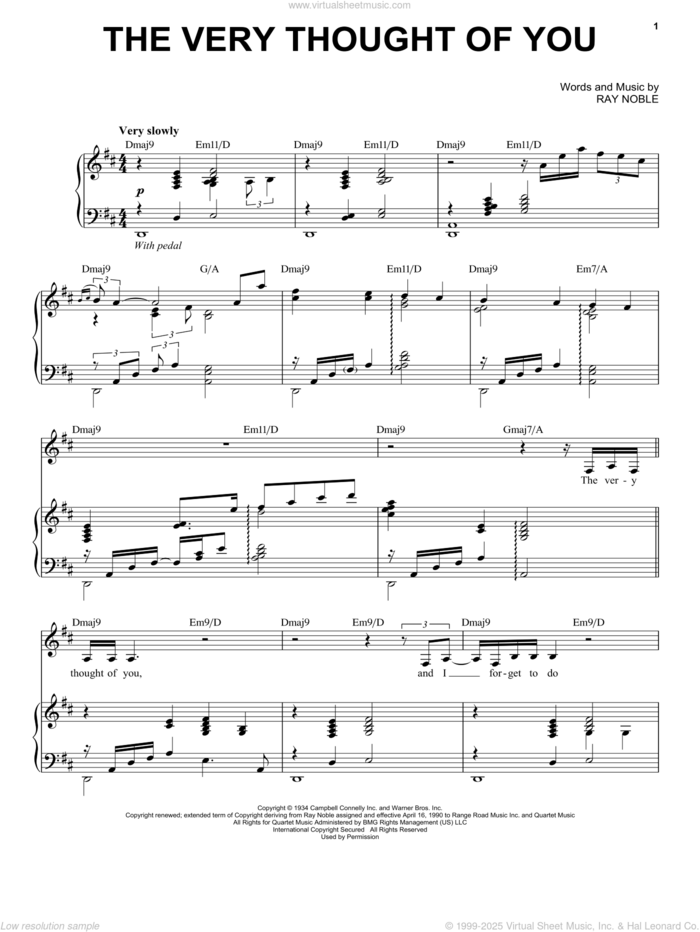 The Very Thought Of You sheet music for voice, piano or guitar by Jon Batiste and Ray Noble, intermediate skill level