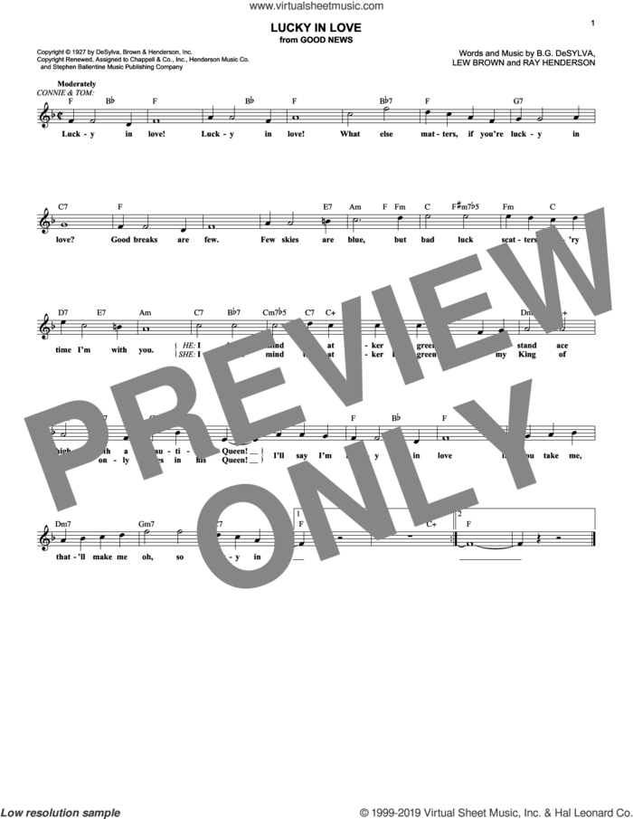 Lucky In Love (from Good News) sheet music for voice and other instruments (fake book) by Ray Henderson, Buddy DeSylva and Lew Brown, intermediate skill level