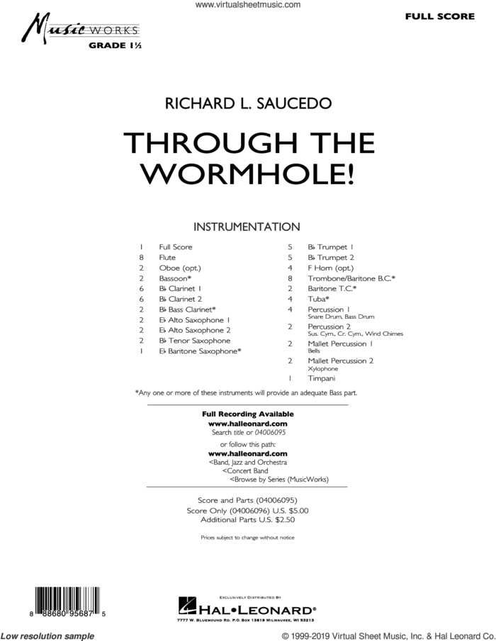 Through the Worm Hole (COMPLETE) sheet music for concert band by Richard L. Saucedo, intermediate skill level