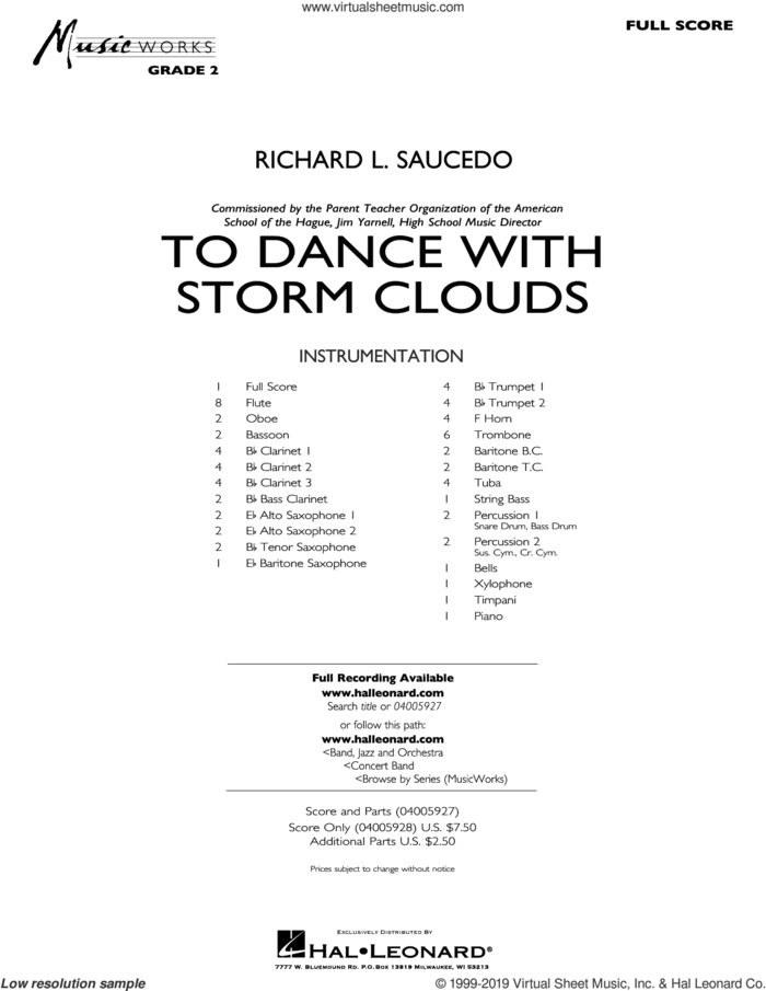 To Dance with Storm Clouds (COMPLETE) sheet music for concert band by Richard L. Saucedo, intermediate skill level