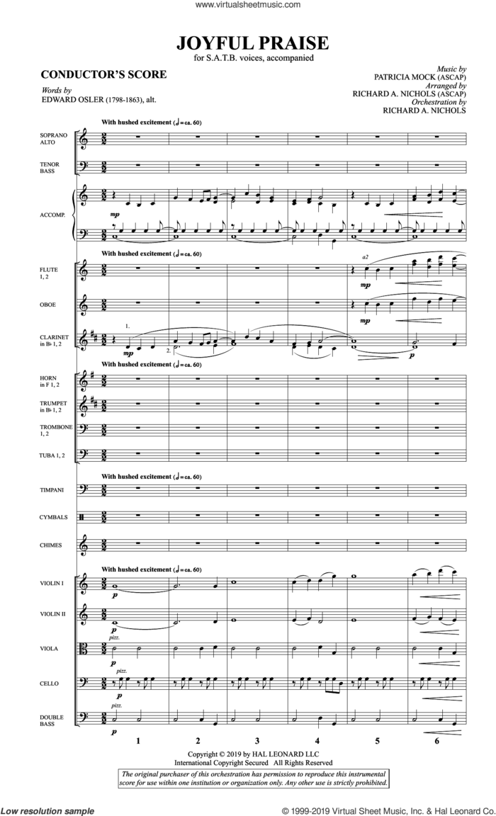 Joyful Praise (COMPLETE) sheet music for orchestra/band by Patricia Mock, Richard A. Nichols and The Psalter, intermediate skill level