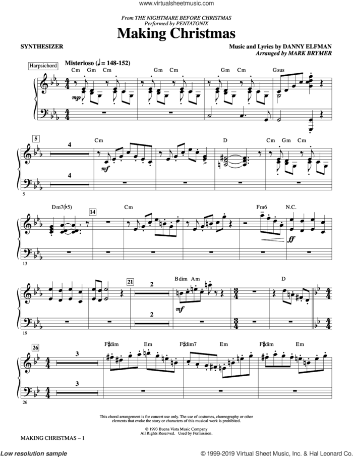 Making Christmas (from The Nightmare Before Christmas) (arr. Mark Brymer) (complete set of parts) sheet music for orchestra/band by Mark Brymer, Danny Elfman and Pentatonix, intermediate skill level