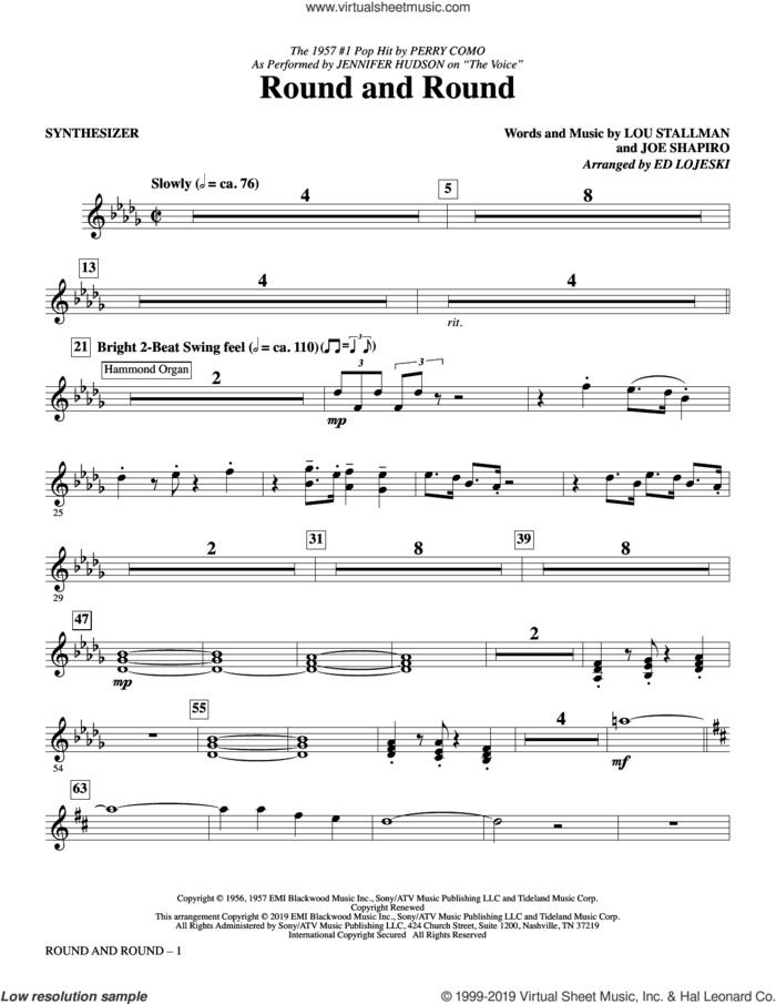 Round and Round (from The Voice) (arr. Ed Lojeski) (complete set of parts) sheet music for orchestra/band by Ed Lojeski, Jennifer Hudson, Joe Shapiro, Lou Stallman and Perry Como, intermediate skill level