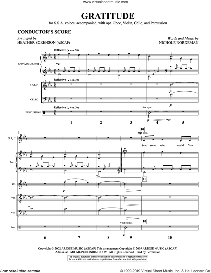 Gratitude (arr. Heather Sorenson) (COMPLETE) sheet music for orchestra/band by Heather Sorenson and Nichole Nordeman, intermediate skill level