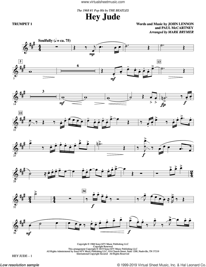Hey Jude (arr. Mark Brymer) (complete set of parts) sheet music for orchestra/band by The Beatles, John Lennon, Mark Brymer and Paul McCartney, intermediate skill level