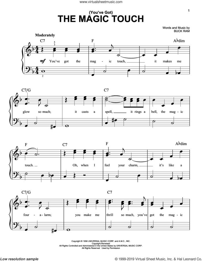 (You've Got) The Magic Touch sheet music for piano solo by The Platters and Buck Ram, easy skill level
