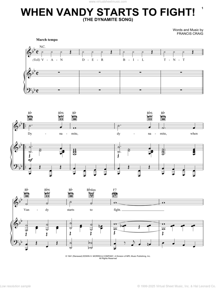 When Vandy Starts To Fight! (The Dynamite Song) sheet music for voice, piano or guitar by Francis Craig, intermediate skill level