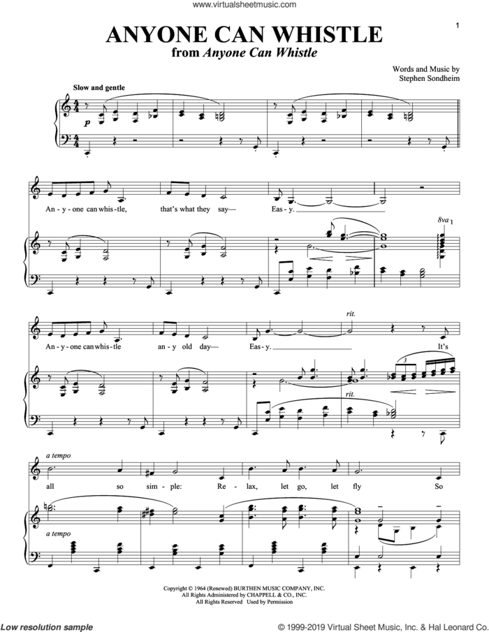 Anyone Can Whistle sheet music for voice and piano by Stephen Sondheim, intermediate skill level