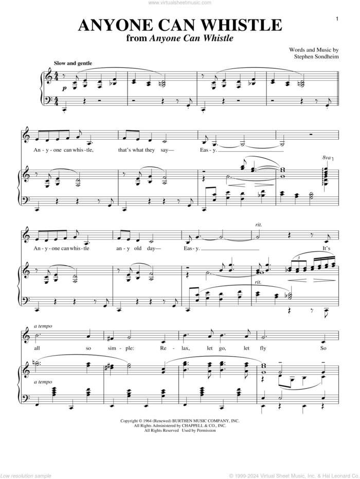 Anyone Can Whistle sheet music for voice and piano by Stephen Sondheim, intermediate skill level