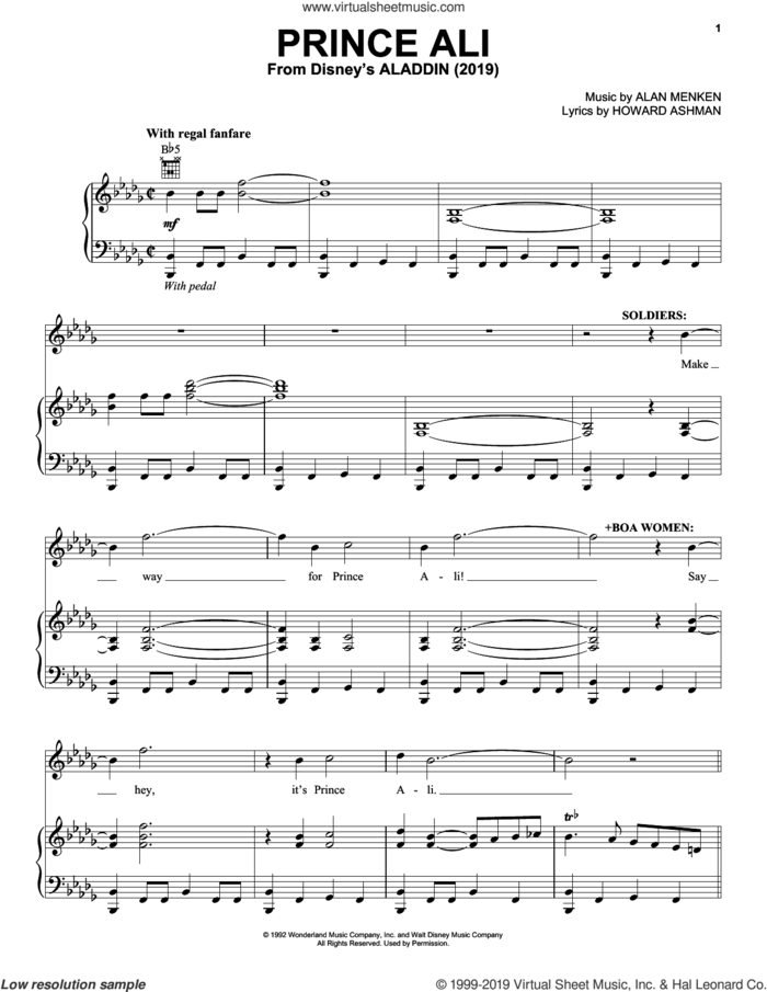 Prince Ali (from Disney's Aladdin) sheet music for voice, piano or guitar by Will Smith, Alan Menken and Howard Ashman, intermediate skill level