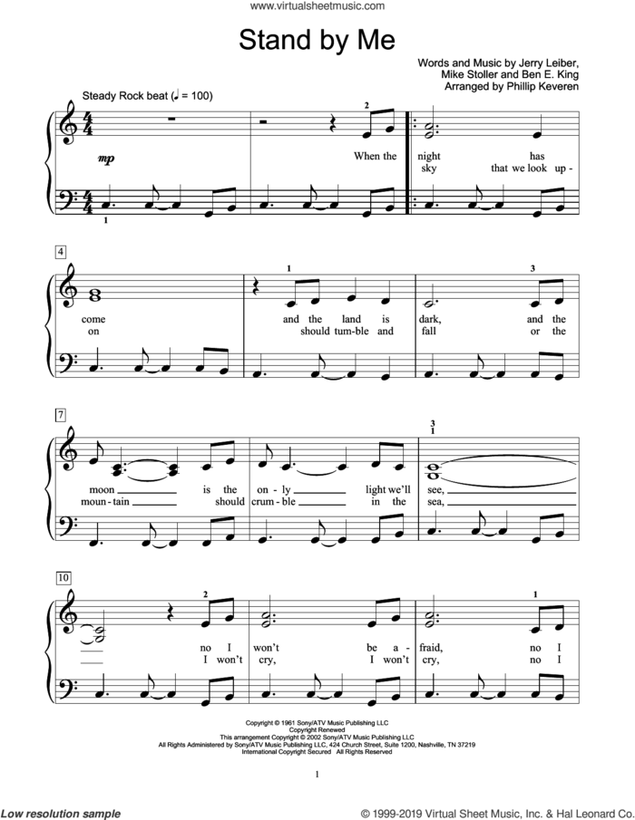Stand By Me (arr. Phillip Keveren) sheet music for piano solo (elementary) by Ben E. King, Phillip Keveren, Jerry Leiber and Mike Stoller, beginner piano (elementary)