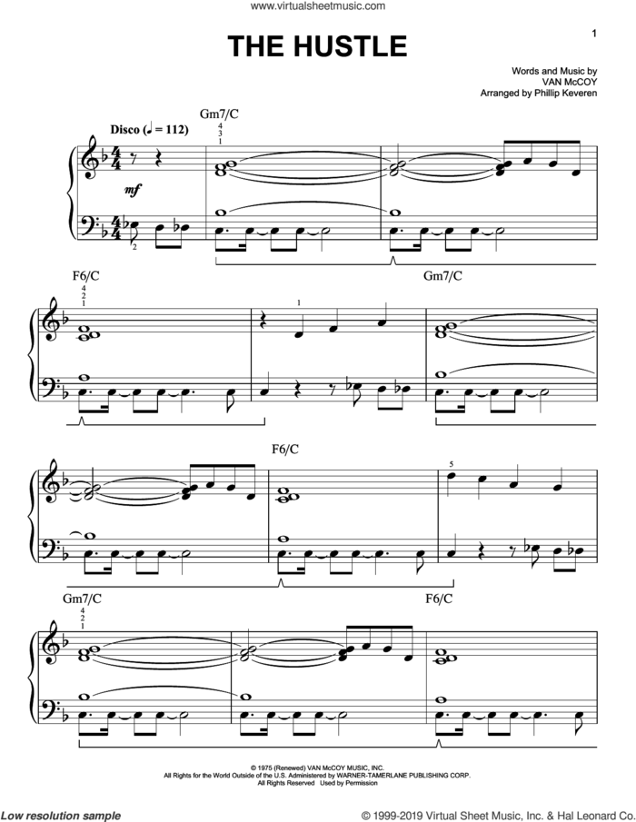 The Hustle (arr. Phillip Keveren) sheet music for piano solo by Van McCoy & The Soul City Symphony, Phillip Keveren and Van McCoy, easy skill level