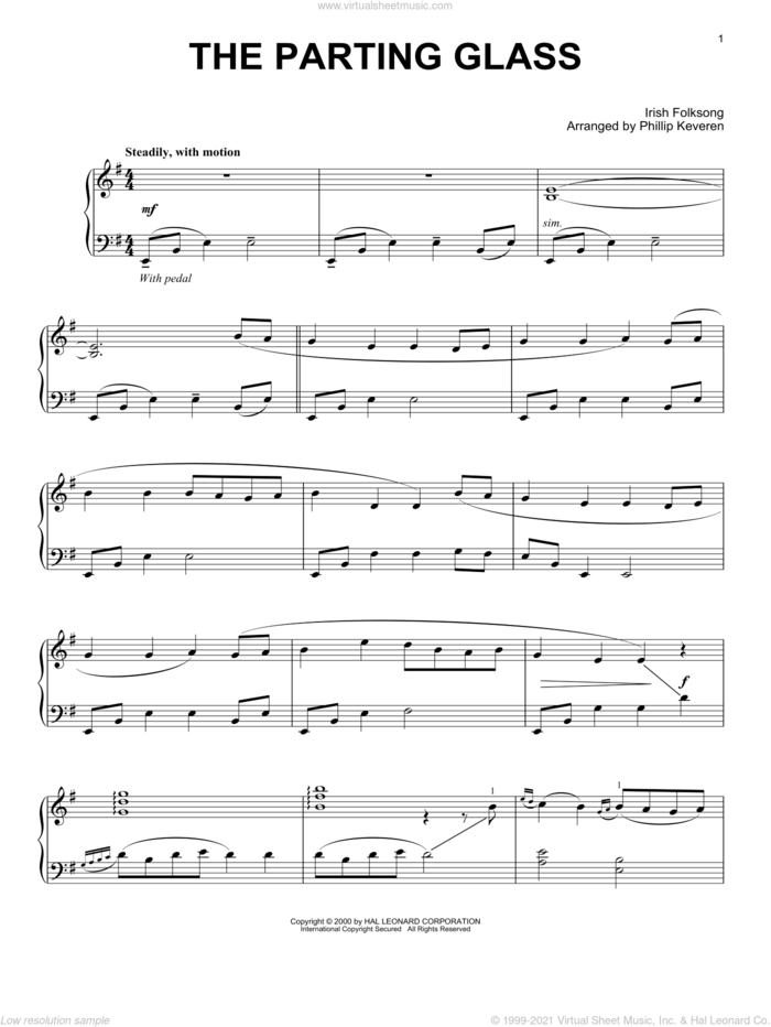 The Parting Glass (arr. Phillip Keveren), (intermediate) sheet music for piano solo  and Phillip Keveren, intermediate skill level