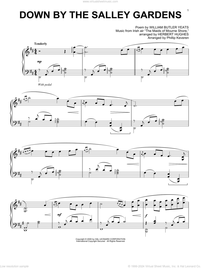 Down By The Sally Gardens (arr. Phillip Keveren) sheet music for piano solo by William Butler Yeats and Phillip Keveren, intermediate skill level