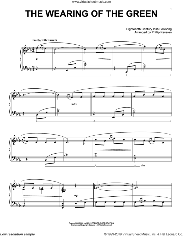 The Wearing Of The Green (arr. Phillip Keveren) sheet music for piano solo  and Phillip Keveren, intermediate skill level