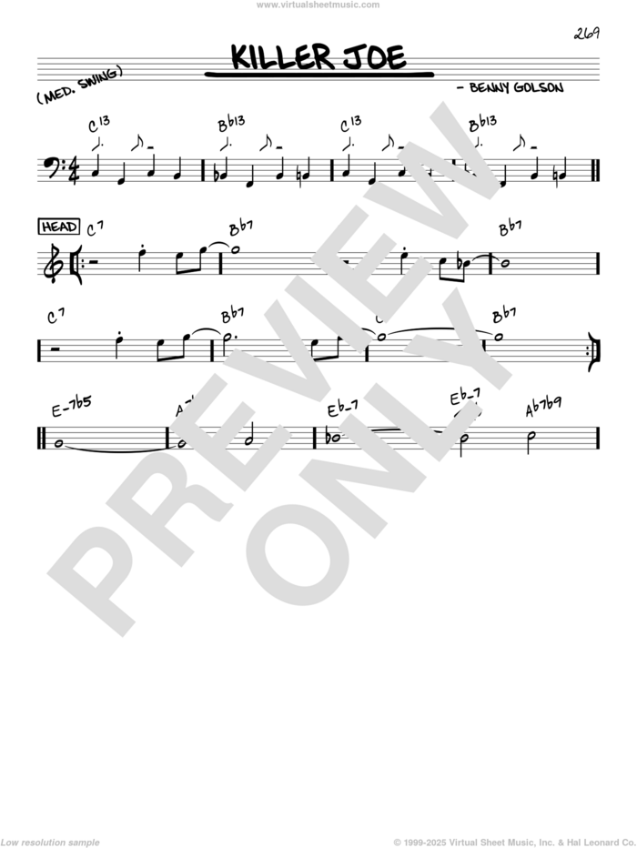 Killer Joe sheet music for voice and other instruments (in C) by Benny Golson, intermediate skill level