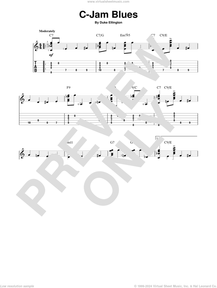 C-Jam Blues sheet music for guitar solo by Duke Ellington, intermediate skill level