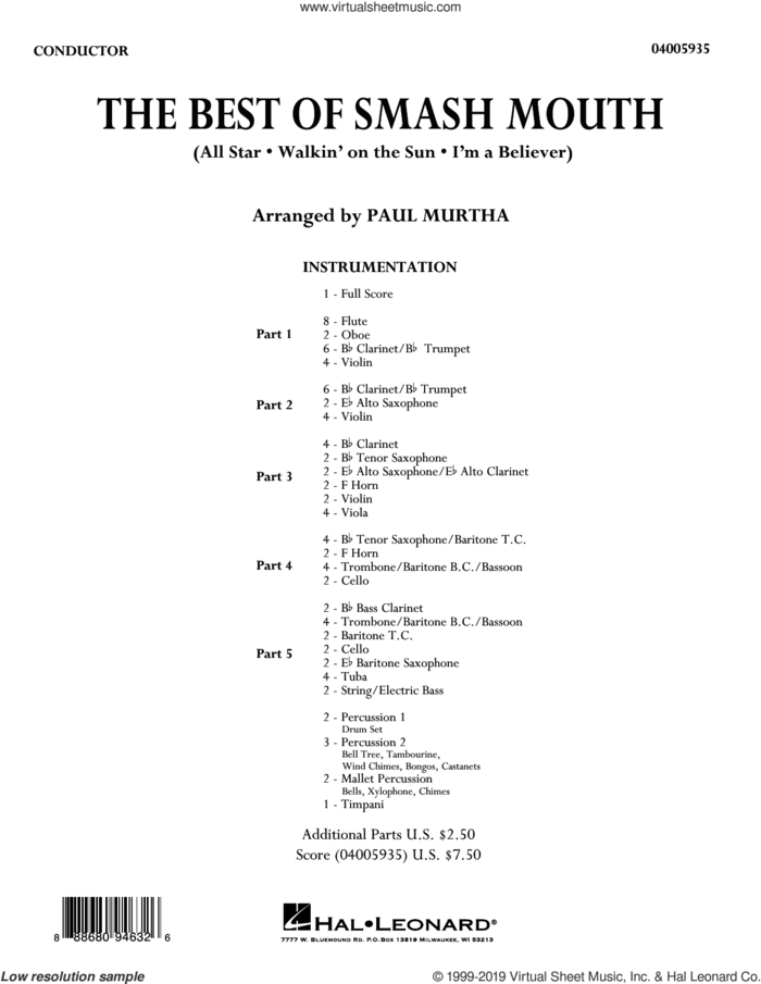 The Best of Smash Mouth (arr. Paul Murtha) (COMPLETE) sheet music for concert band by Paul Murtha and Smash Mouth, intermediate skill level