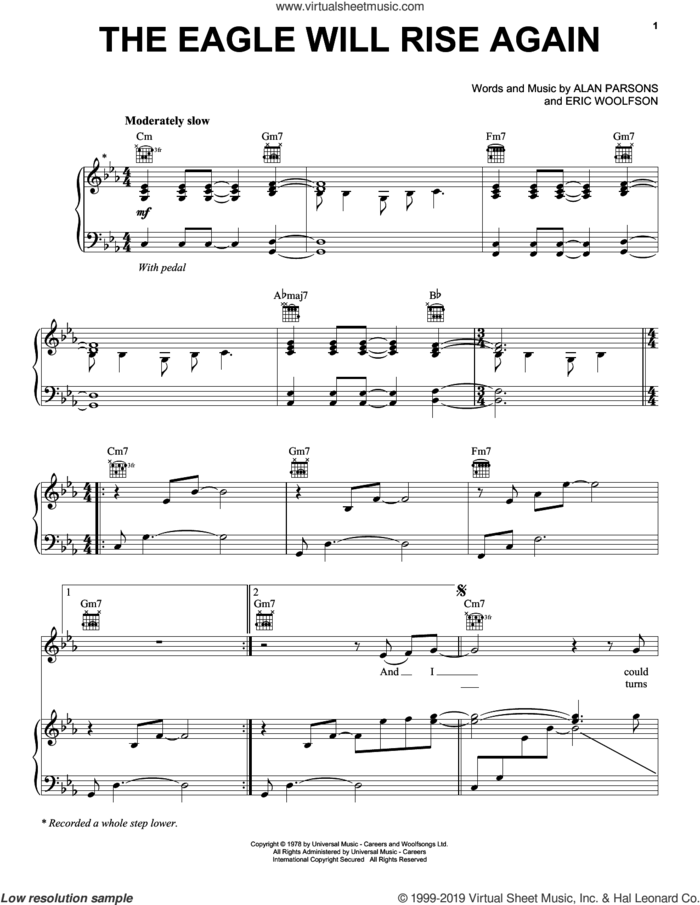 The Eagle Will Rise Again sheet music for voice, piano or guitar by The Alan Parsons Project, Alan Parsons and Eric Woolfson, intermediate skill level