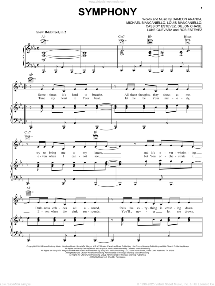 Symphony (feat. Dillon Chase) sheet music for voice, piano or guitar by Switch, Cassidy Estevez, Dameon Aranda, Dillon Chase, Louis Biancaniello, Luke Guevara, Michael Biancaniello and Rob Estevez, intermediate skill level