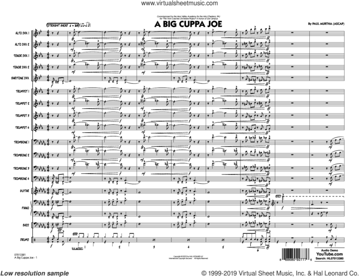 A Big Cuppa Joe (COMPLETE) sheet music for jazz band by Paul Murtha, intermediate skill level