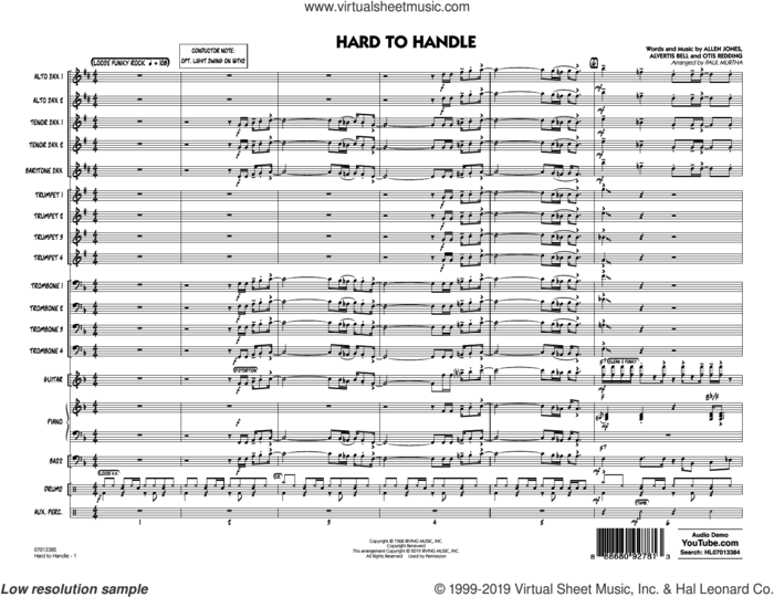 Hard to Handle (arr. Paul Murtha) (COMPLETE) sheet music for jazz band by Paul Murtha, Allen Jones, Alvertis Bell, Otis Redding and The Black Crowes, intermediate skill level