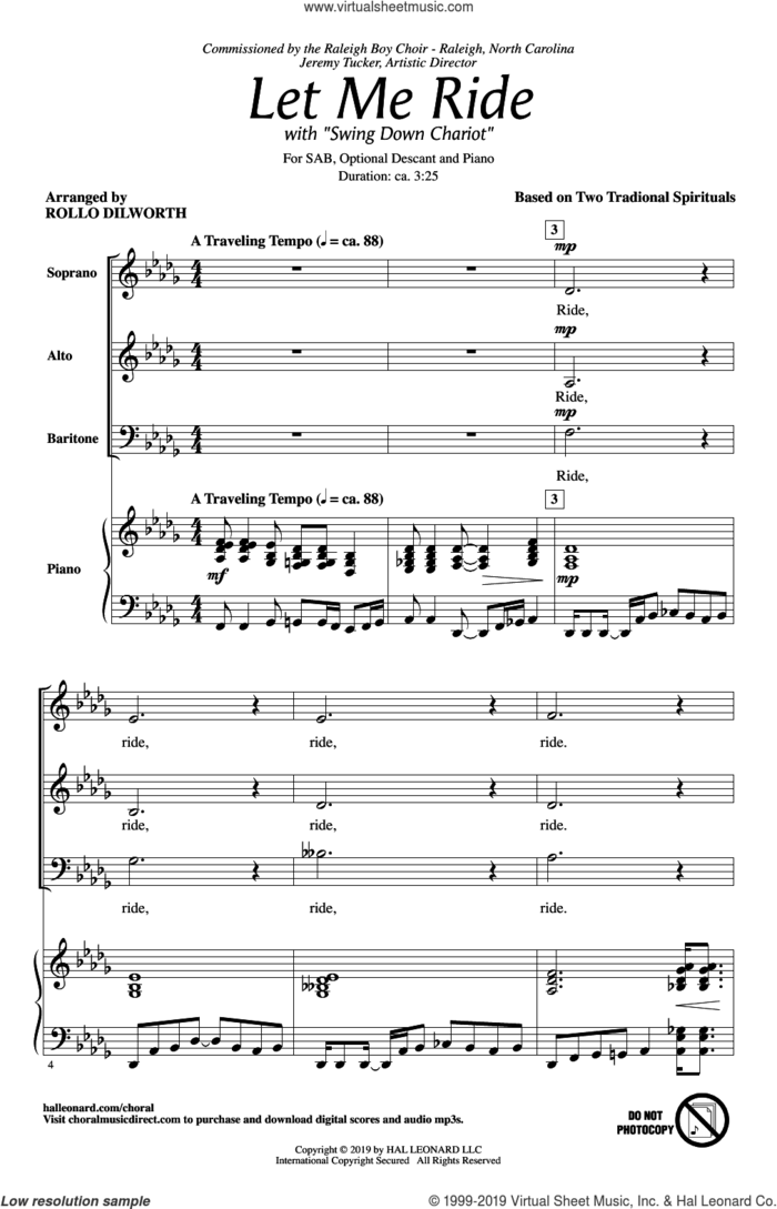 Let Me Ride (arr. Rollo Dilworth) sheet music for choir (SAB: soprano, alto, bass)  and Rollo Dilworth, intermediate skill level