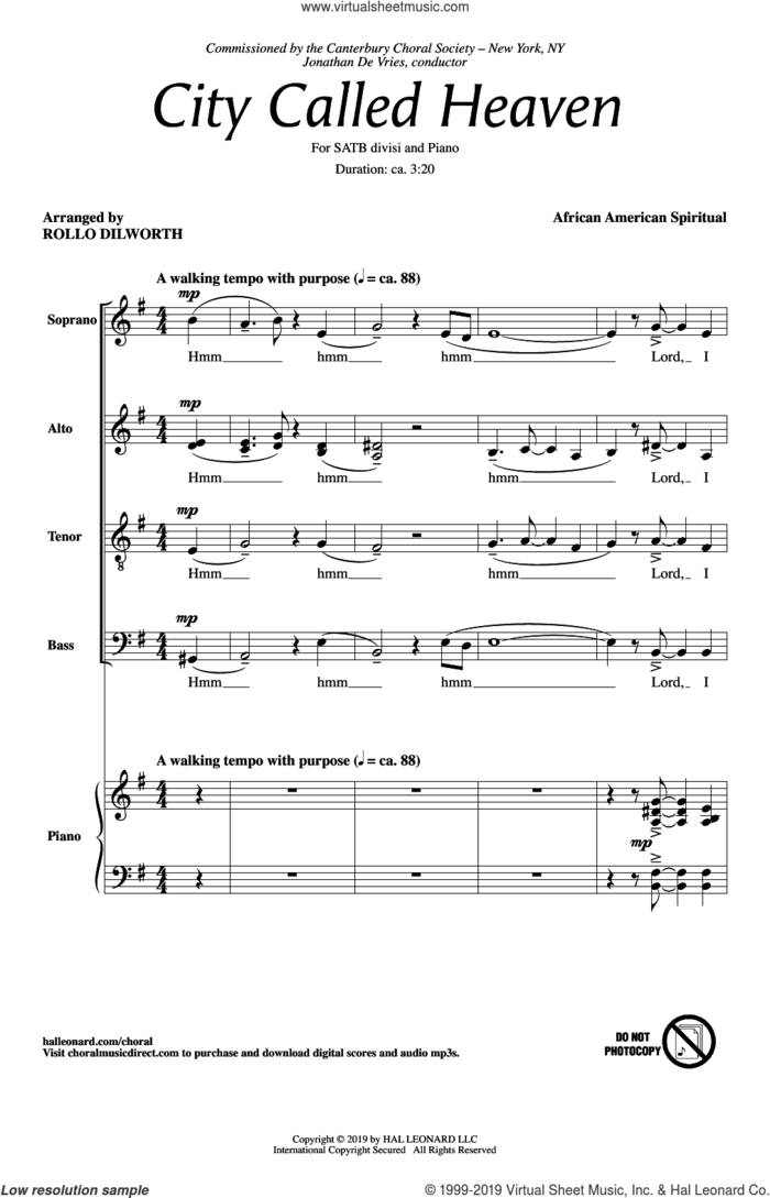 City Called Heaven (arr. Rollo Dilworth) sheet music for choir (SATB: soprano, alto, tenor, bass)  and Rollo Dilworth, intermediate skill level