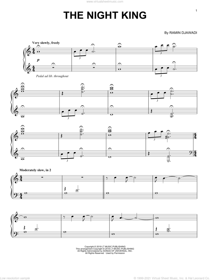 The Night King (from Game of Thrones) sheet music for piano solo by Ramin Djawadi, intermediate skill level