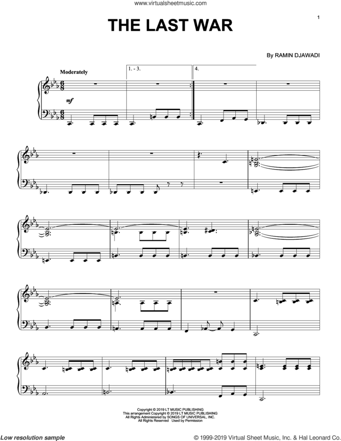 The Last War (from Game of Thrones) sheet music for piano solo by Ramin Djawadi, intermediate skill level