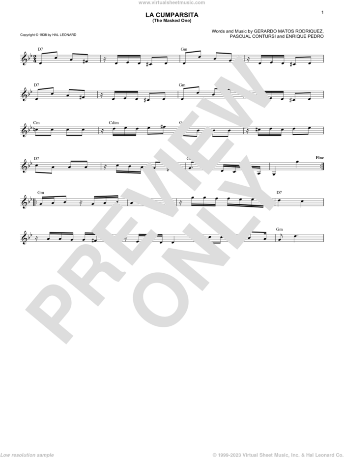La Cumparsita (The Masked One) sheet music for voice and other instruments (fake book) by Gerardo Matos Rodriguez, Enrique Pedro Moroni and Pascual Contursi, classical score, intermediate skill level