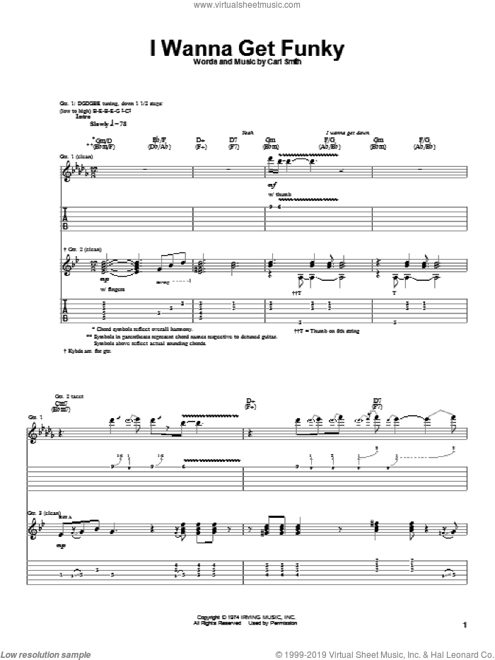 I Wanna Get Funky sheet music for guitar (tablature) by Albert King and Carl Smith, intermediate skill level