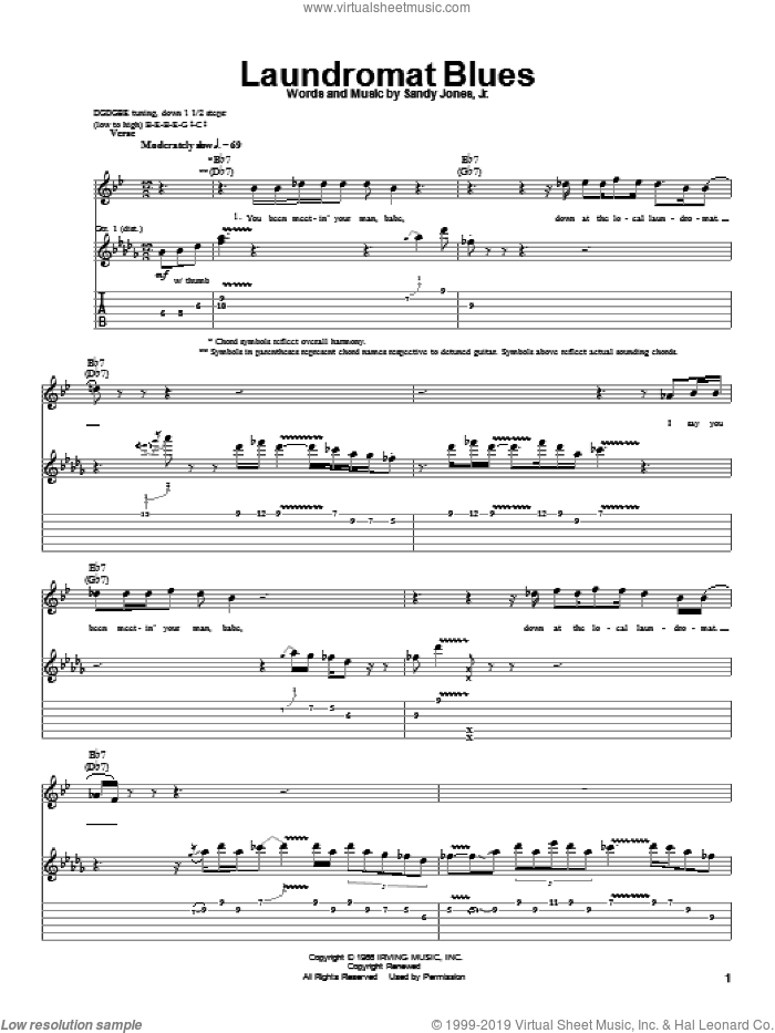 Laundromat Blues sheet music for guitar (tablature) by Albert King and Sandy Jones, Jr., intermediate skill level