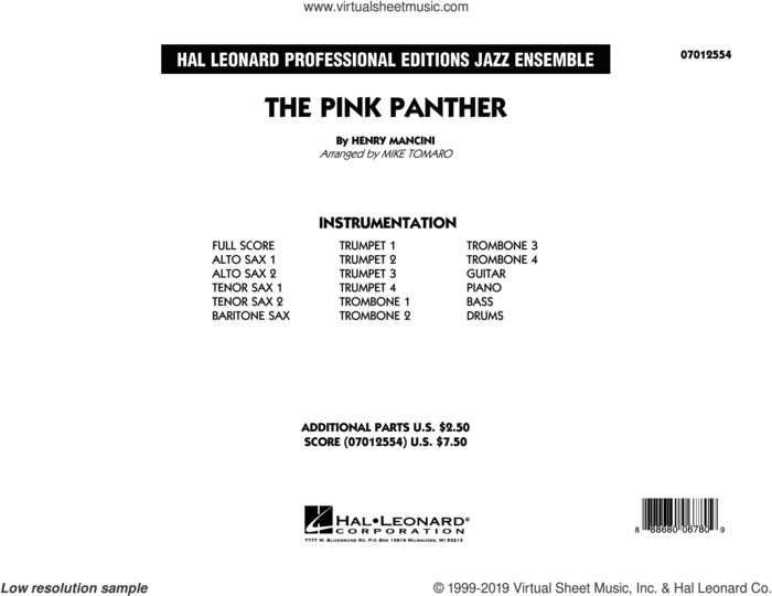 The Pink Panther (arr. Mike Tomaro) (COMPLETE) sheet music for jazz band by Henry Mancini and Mike Tomaro, intermediate skill level