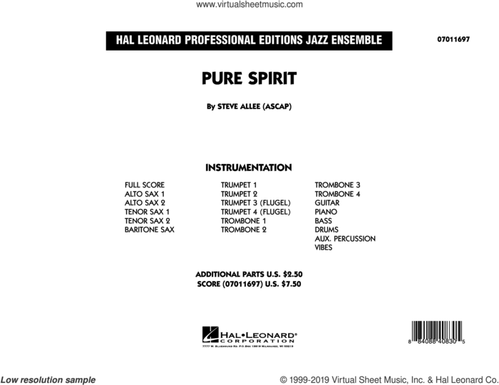Pure Spirit (COMPLETE) sheet music for jazz band by Steve Allee, intermediate skill level