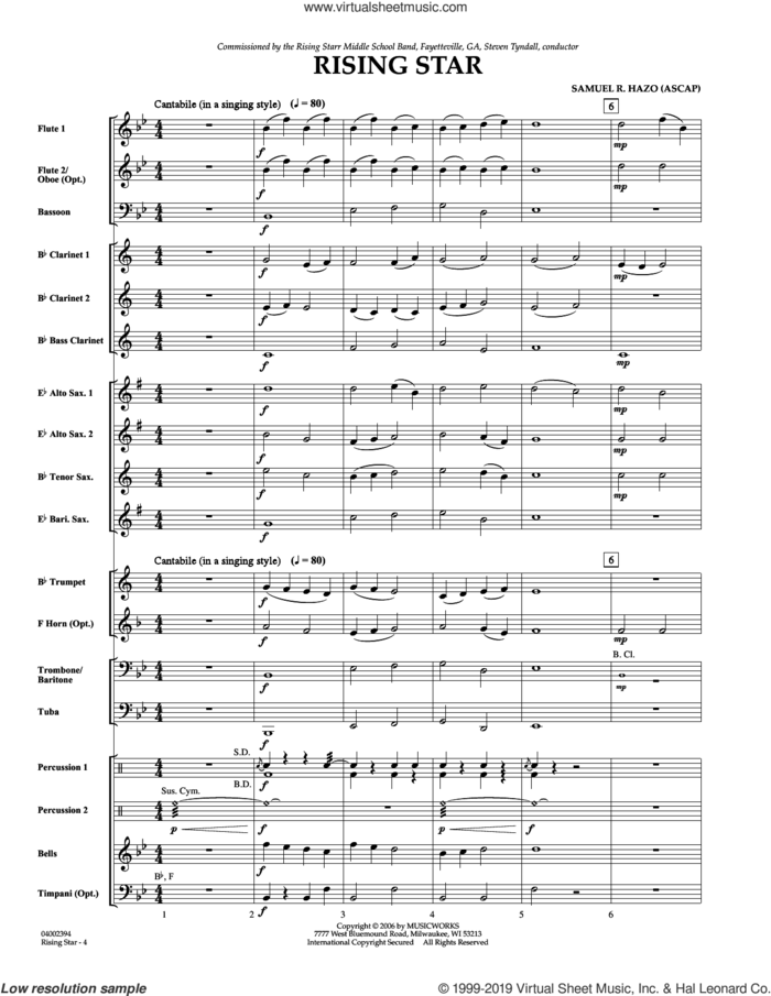 Rising Star (COMPLETE) sheet music for concert band by Samuel R. Hazo, classical score, intermediate skill level