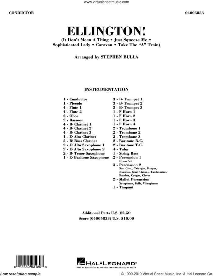 Ellington! (arr. Stephen Bulla) (COMPLETE) sheet music for concert band by Duke Ellington and Stephen Bulla, intermediate skill level